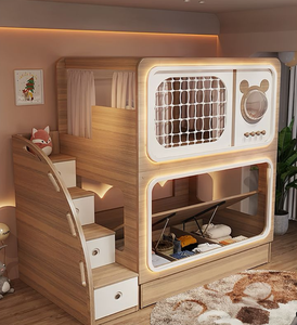 Cama litera infantil <span class=keywords><strong>de</strong></span> madera estilo loft, cómoda, tamaño doble, con tobogán, ideal para hotel/escuela - Product Image 4