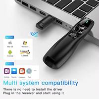 Presentador inalámbrico PPT puntero láser pluma de Control remoto R400 PowerPoint 2,4 GHz receptor USB presentación remota para PC