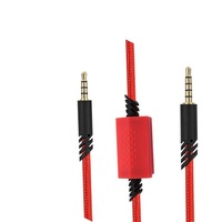 Kabel Audio Kepang Senyap untuk Headset Gaming Astro A10 A30 A40 A40TR A50 dengan Tombol 2 Meter Anyaman Merah 3.5mm