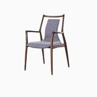 Fauteuil en tissu imprimé rétro avec structure en bois massif, chaise de salle à manger pour la maison et l'hôtel, personnalisable