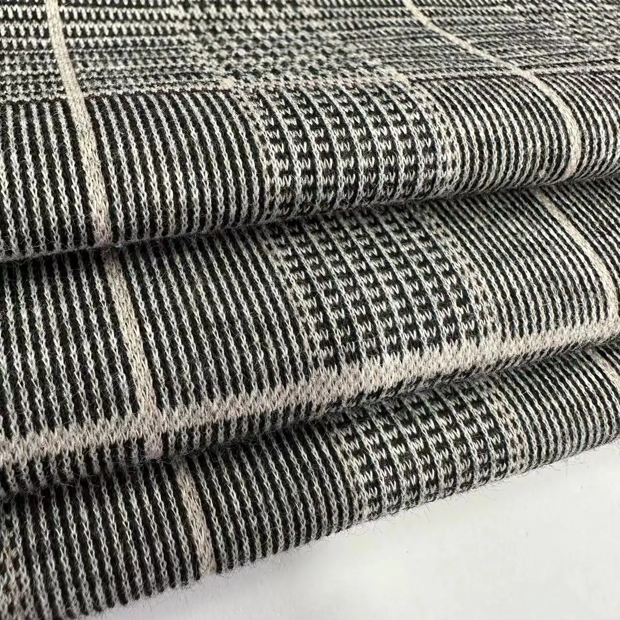 Großhandel superweiche Kontrolle Tweed Stoff Polyester Elasthan-Garn gefärbt gestrickt Jacquard-Band für Sportbekleidung und
