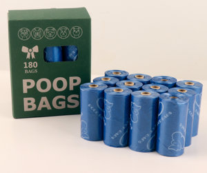 Sacs à déjections canines biodégradables et compostables en plastique, portables, écologiques, personnalisés, 15 microns, motif dessin animé simple, vente en gros - Product Image 1