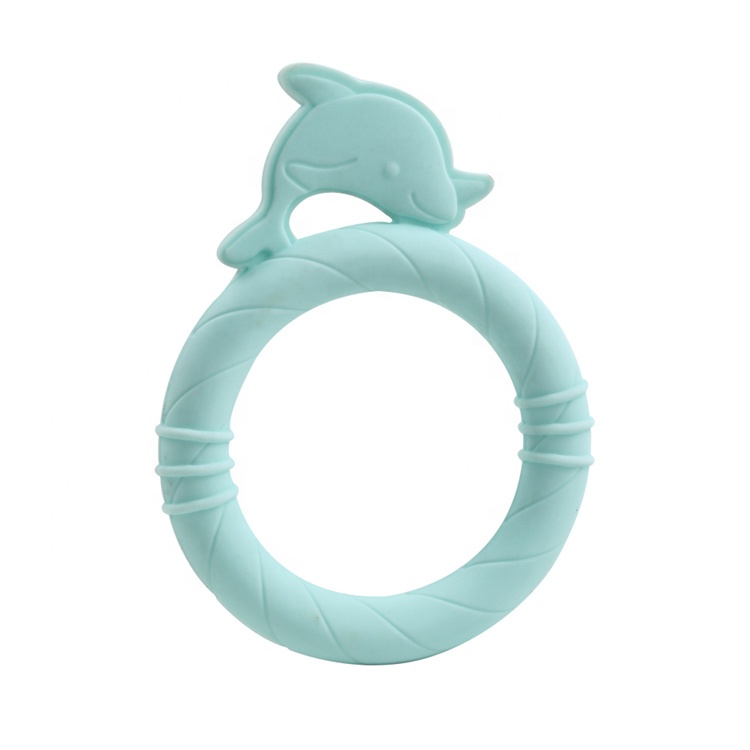 Прорезыватели для зубов в форме дельфина, Силиконовые Прорезыватели для зубов, не содержит Бисфенол А, сенсорные соски для развития естественного мозга