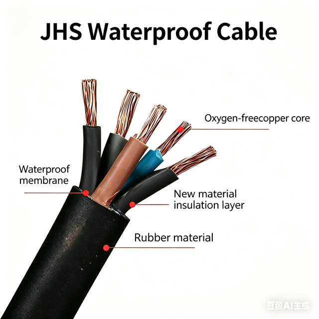 Heavy Duty JHS Submersible Pump Cable 450/750V Waterproof Rubber Flexible Power Cable for 3 Phase Deep Well Water Pump