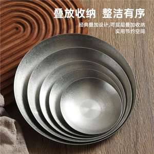Retro 304 Stainless Steel Round Plate Gold Silver Snack Dish Barbecue Restaurant Use - Product Image 4