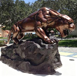 Statua di Leopardo in Bronzo Antico Personalizzata, Scultura di <span class=keywords><strong>Pantera</strong></span> a Grandezza Naturale in Ottone per Decorazione Esterna - Product Image 1
