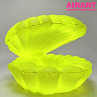 Canapé gonflable en forme de coquille de palourde avec éclairage LED, siège gonflable en forme de coquillage jaune néon personnalisé pour événements commerciaux et décoration photo