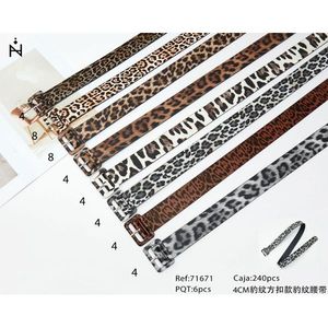 Cinturón de tela con hebilla cuadrada y estampado de leopardo de 4 cm para mujer, a la moda. - Product Image 2