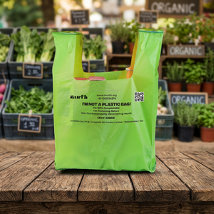 Bolsa de Compras Compostable Ukhi, Tipo Camiseta, Material PE Biodegradable, Asa Tipo Chaleco, Impresión Digital, Uso Comercial - Product Image 1