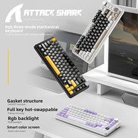 Attack Shark X85PRO Tri-Mode RGB untuk Keyboard Mekanik Gaming Nirkabel yang Dapat Ditukar Sambungan (Hot-Swappable) dengan Layar, untuk PC Desktop