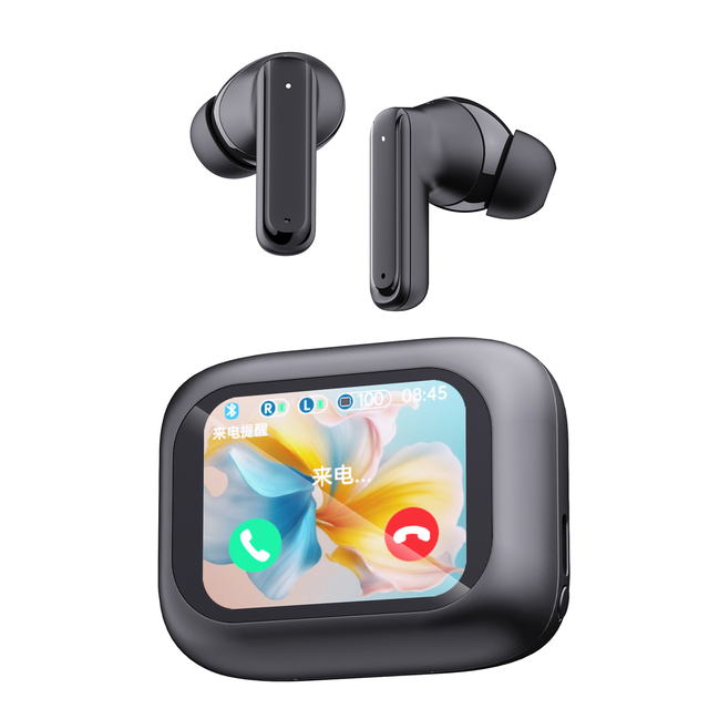 Touch Screen Display Smart In-Ear Design Portable TWS Charging Case BT Earbuds Non-Noise Cancelling Earphones for Business