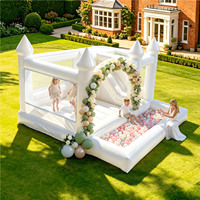 Château gonflable commercial en PVC blanc de 13x13x10 pieds avec toboggan et piscine à balles pour fêtes intérieures/extérieures