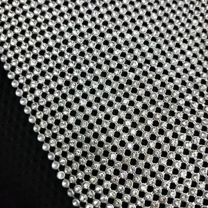 Mesh Rhinestone Fabric Fashion Sparkle Flexible Silver Aluminum Metal Mesh Rhinestone Crystal Fabric For Women Dresses Bags