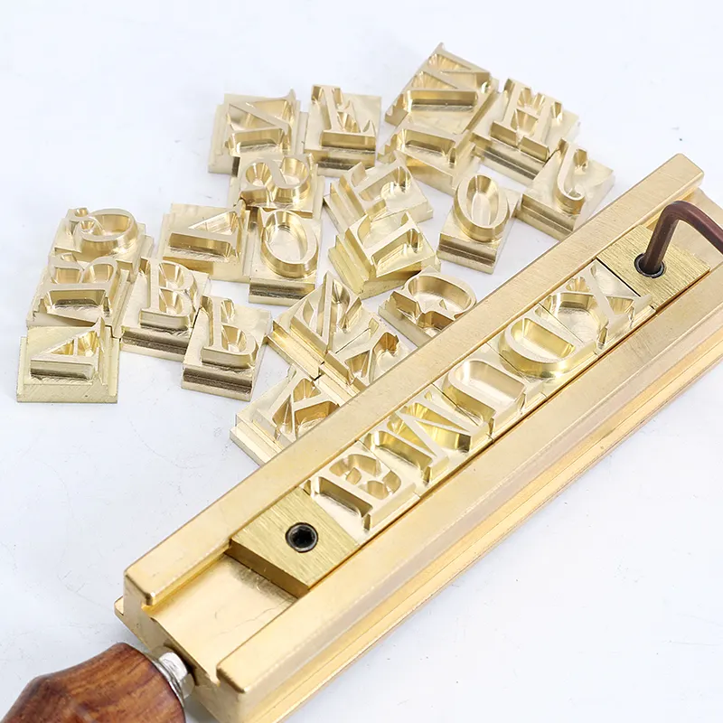 Tùy Chỉnh DIY Brass Da Thương Hiệu Cá Nhân Hóa Hot Foil Stamping Machine Khuôn Kit Embosser Kim Loại Số Thư Bảng Chữ Cái Tem