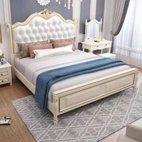 Europäisches Design Luxus-Kingsize-Schlafzimmermöbel-Sets Königliches Kingsize-Bett für Villa Hotel Massivholzbett mit Polsterung