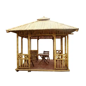 Wind proof gazebo with most popular new design garden durable wood bamboo gazebo