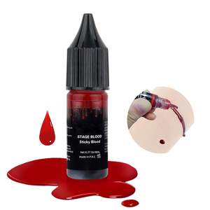 Comestible Faux Sang Lavable 0.27oz Réaliste Collant Vampire Sang <span class=keywords><strong>Maquillage</strong></span> pour Yeux Dents <span class=keywords><strong>Bouche</strong></span> <span class=keywords><strong>Halloween</strong></span> SFX Zombie Cosplay - Product Image 1