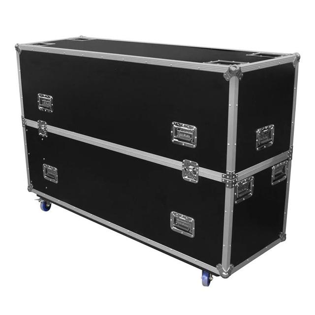 Dual 60-65 Inch Flat Screen Monitor Flight Case With Casters Aluminum Heavy Duty TV Storage Case Screens Transportation Box