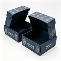 Boîte d'expédition en carton ondulé noir personnalisée en gros, imprimée à l'encre de soja, pliable, de qualité supérieure, pour emballage de vêtements, finition mate