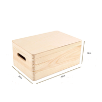 Grande boîte de rangement en bois poli déco créative avec couvercle à charnière pour décoration de vacances et cadeau