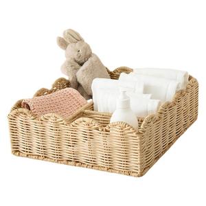 Woven Storage <b>Basket</b> <b>Large</b> Rectangle With Handle For Desktop Cosmetic Kitchen Organization - Product Image 5
