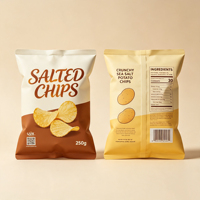 Op maat gedrukte flexibele voedselverpakkingen, staande pouches met ritssluiting en glanzende afwerking voor chips, koekjes en noten