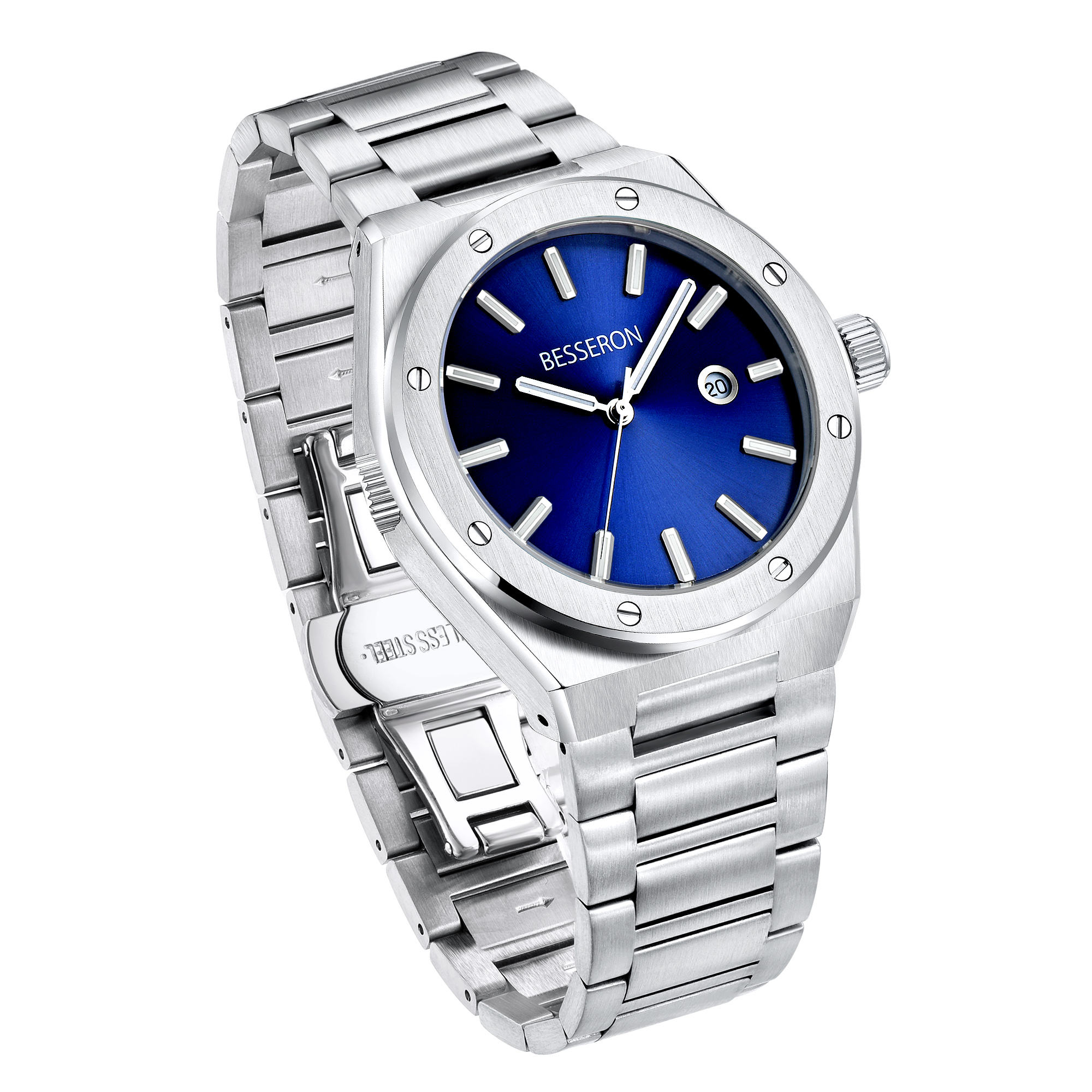 Green starry face men watch