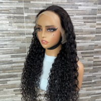 YWhair En gros Perruque frontale en dentelle transparente 13*4 Water Wave, Cheveux humains Remy, Densité 180%, Couleur naturelle