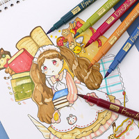 Touchfive — ensemble de 12 stylos marqueurs souples couleurs, style rétro, feutres, marqueurs de couleur, Art, dessin, bricolage, feutres