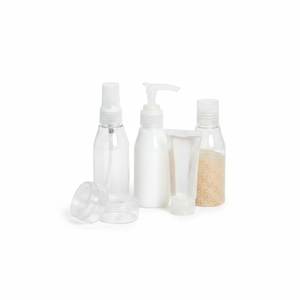 Set of 5 Clear Travel Containers for Organizing Toiletries in a Stylish Bag - Product Image 2