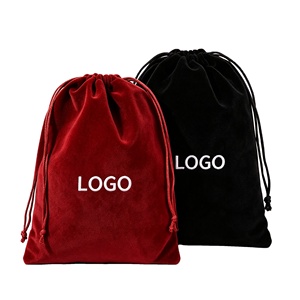 Sac à cordon en velours multi-tailles avec logo personnalisé, vente en gros, pochette en velours pour cadeaux de mariage, rangement de bijoux, emballage anti-poussière - Product Image 1