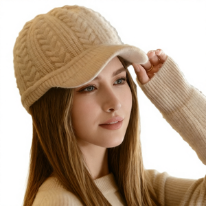 Casquette de baseball à large bord pour hommes de créateur d'automne et d'hiver en cachemire tricoté pour femmes Pom Pom Beanie accessoire pour temps froid du Couple - Product Image 1