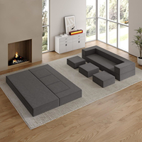 Canapé-lit sectionnel moderne pliable et compressible, idéal pour appartement, usage polyvalent, entièrement rembourré en mousse, avec revêtement en tissu, lit tatami pour hôtel