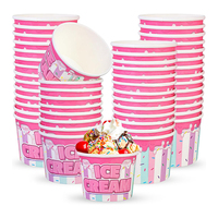 Gobelets en papier pour crème glacée, yaourt et desserts, avec logo personnalisé imprimé, surface enduite, jetables, pour la vente en gros aux glacieries et salons de desserts