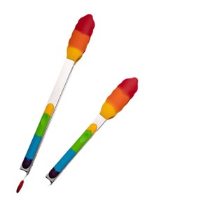 Stainless Steel Silicone Food <b>Tongs</b> Rainbow Color Heat Resistant Reusable For BBQ Kitchen Tools - Product Image 5