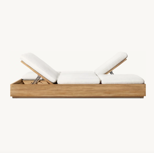 Sassanid Outdoor Modern American Patio Garden Sets Hotel <span class=keywords><strong>de</strong></span> <span class=keywords><strong>lujo</strong></span> Muebles <span class=keywords><strong>de</strong></span> exterior <span class=keywords><strong>Marbella</strong></span> Teak Double Dual-Adjustable Chaise - Product Image 1