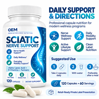 Capsules de soutien pour la santé du nerf sciatique, à base de plantes, avec acide alpha-lipoïque et curcuma – Vente chaude OEM