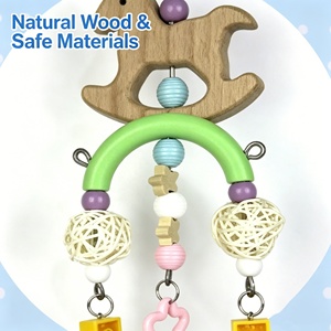Juguete Masticable de Enriquecimiento para Pájaros, Accesorio Colgante para Jaula Interior, con Piezas Decorativas Multiforma, Bolas de Ratán Tejidas y Bloques de Construcción en Forma de Estrella y Corazón - Product Image 5