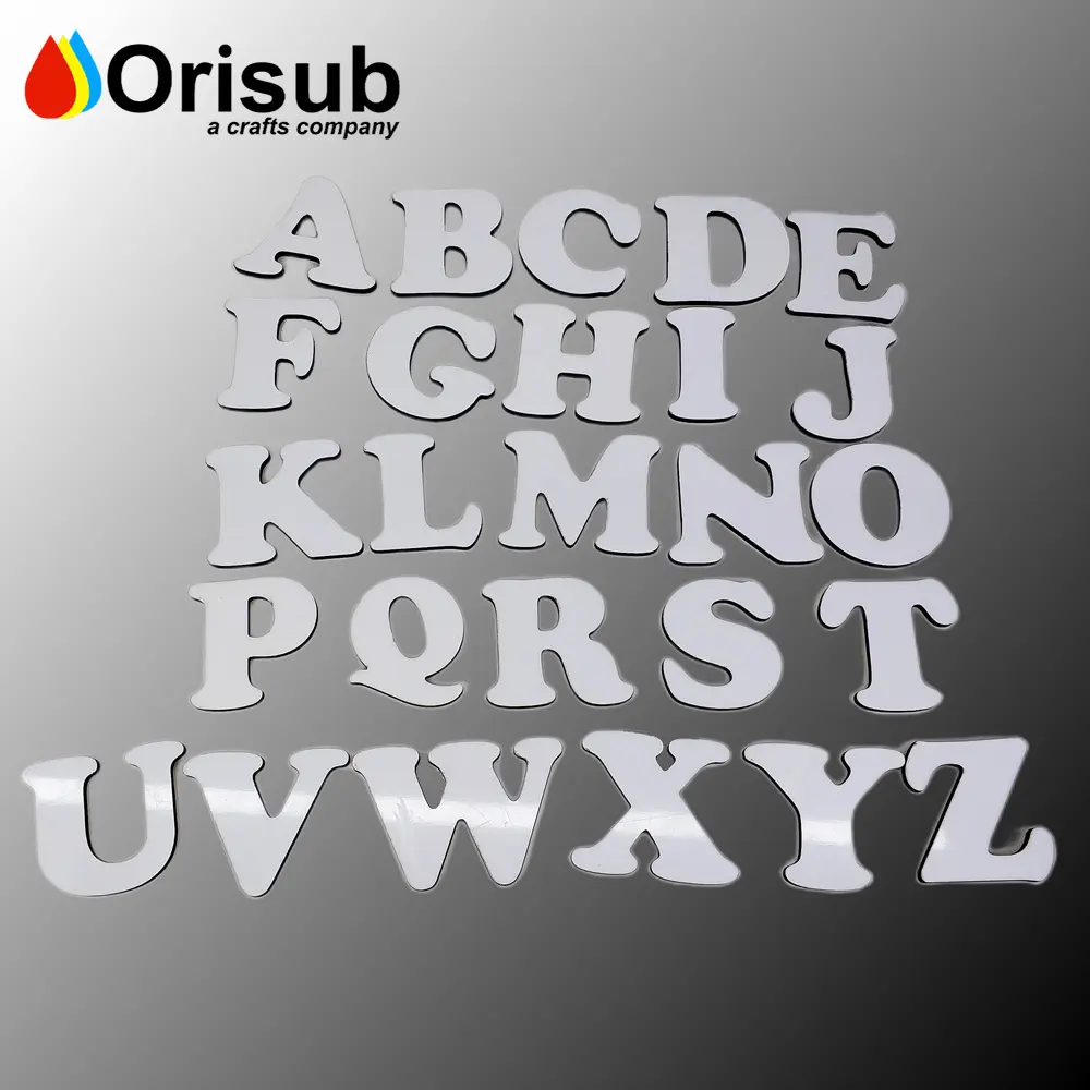 Tablero duro blanco brillante, alfabeto MDF, letras de madera de sublimación en blanco