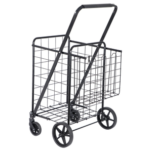 Carrito de Compras Plegable de Metal con Ruedas Giratorias y Cesta Doble - Product Image 6