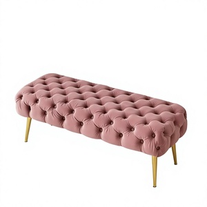 Banc d'attente élégant et luxueux avec pieds en métal, banc d'entrée pour changer de chaussures, banc long pour vestiaire - Product Image 1