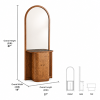 Miroir arqué pour coiffeuse avec base en bois de palissandre pour chambre à coucher