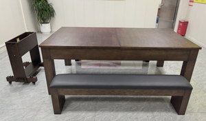Table <span class=keywords><strong>de</strong></span> <span class=keywords><strong>billard</strong></span> <span class=keywords><strong>de</strong></span> salle à manger en bois massif <span class=keywords><strong>de</strong></span> couleur bois foncé <span class=keywords><strong>de</strong></span> 7 pieds - Product Image 5