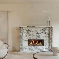 Cheminée de luxe moderne en marbre Arabescato italien sculpté à la main, pour résidence de luxe