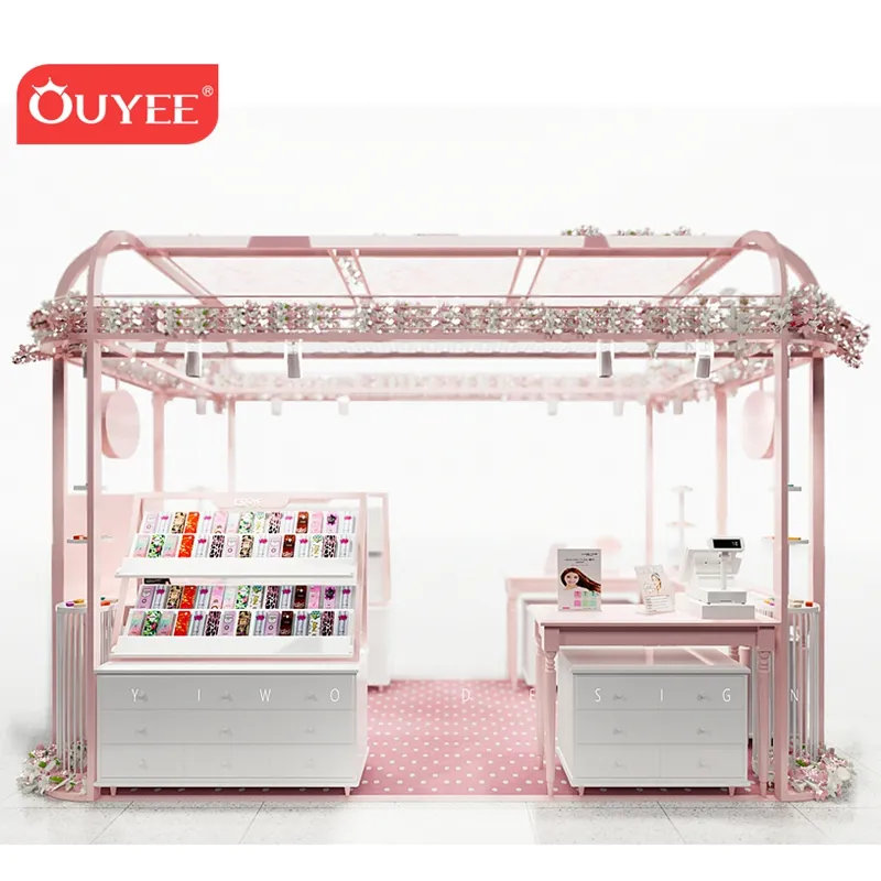 Customized Make Up Kiosk Wooden Furniture Designs Cosmetic Display Showcase for Sale