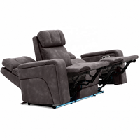 Moderno Conjunto de Sofá Reclinable Eléctrico 3+2+1 con Luces LED RGB, Consola Central, Portavasos Ocultos, Tapicería de Tela y Estructura de Madera