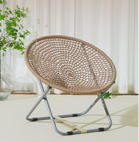 Chaise pliante moderne en corde tressée Ropecube, légère, style lune, pour salle à manger, intérieur, extérieur, salon, balcon, bureau à domicile