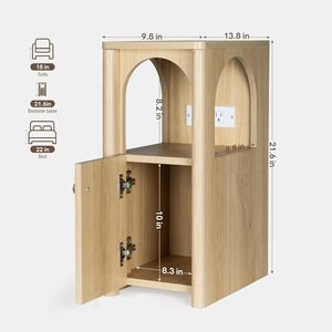 Narrow Nightstand Charging Station <strong>Skinny</strong> <strong>Bedside</strong> <strong>Table</strong> Fluted Modern Wooden End <strong>Table</strong> Space Saving Bedroom Furniture Yuepeng - Product Image 2