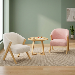 Fauteuil de salon scandinave moderne avec pieds en bois, revêtement moelleux, fauteuil de détente pour la maison - Product Image 2