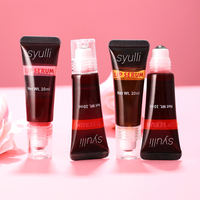 Huile à lèvres repulpante et lissante végane personnalisée à la fraise, hydratante, avec applicateur à bille, sérum teinté pour les lèvres
